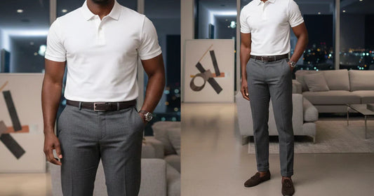 White shirt styled with grey trouser for smart outfit