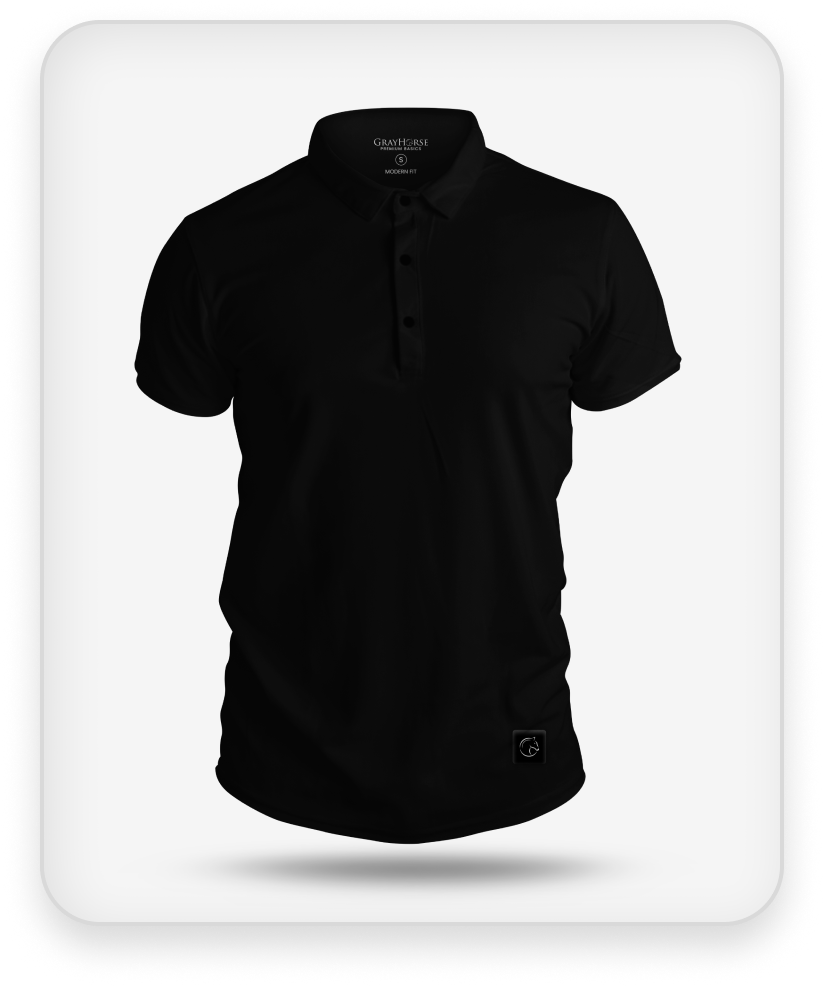 Black DryLux Polo Shirts Gray Horse Basics