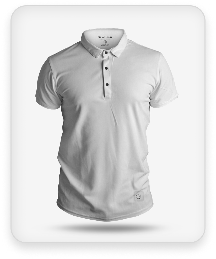 White DryLux Polo Shirts | Gray Horse Basics